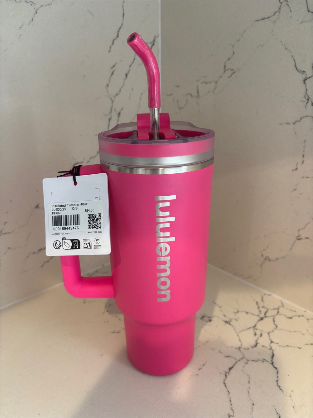 lululemon Insulated Tumbler in Flamingo Fun w/ SWEAT-FREE Bottom 40oz NWT 🩷